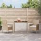 Preview: ARDEBO.de - 3-tlg. Garten-Essgruppe mit Kissen Beige Poly Rattan