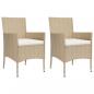 Preview: 3-tlg. Garten-Essgruppe mit Kissen Beige Poly Rattan