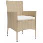 Preview: 3-tlg. Garten-Essgruppe mit Kissen Beige Poly Rattan