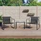 Preview: ARDEBO.de - 3-tlg. Garten-Lounge-Set mit Kissen Anthrazit Stahl