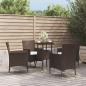 Preview: ARDEBO.de - 5-tlg. Garten-Bistro-Set mit Kissen Braun Poly Rattan