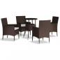 Preview: 5-tlg. Garten-Bistro-Set mit Kissen Braun Poly Rattan