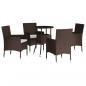 Preview: 5-tlg. Garten-Bistro-Set mit Kissen Braun Poly Rattan