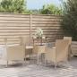 Preview: ARDEBO.de - 5-tlg. Garten-Bistro-Set mit Kissen Beige Poly Rattan