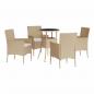 Preview: 5-tlg. Garten-Bistro-Set mit Kissen Beige Poly Rattan