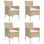 Preview: 5-tlg. Garten-Bistro-Set mit Kissen Beige Poly Rattan