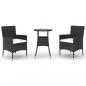 Preview: 3-tlg. Garten-Bistro-Set mit Kissen Schwarz Poly Rattan