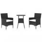 Preview: 3-tlg. Garten-Bistro-Set mit Kissen Schwarz Poly Rattan