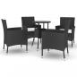 Preview: 5-tlg. Garten-Bistro-Set mit Kissen Schwarz Poly Rattan