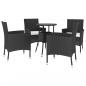 Preview: 5-tlg. Garten-Bistro-Set mit Kissen Schwarz Poly Rattan