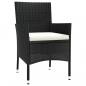 Preview: 5-tlg. Garten-Bistro-Set mit Kissen Schwarz Poly Rattan