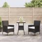 Preview: ARDEBO.de - 3-tlg. Garten-Bistro-Set mit Kissen Schwarz Poly Rattan