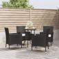 Preview: ARDEBO.de - 5-tlg. Garten-Bistro-Set mit Kissen Schwarz Poly Rattan