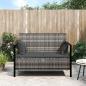 Preview: ARDEBO.de - Gartenbank 2-Sitzer mit Kissen Grau Poly Rattan