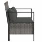 Preview: Gartenbank 2-Sitzer mit Kissen Grau Poly Rattan