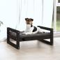 Preview: Hundebett Schwarz 55,5x45,5x28 cm Massivholz Kiefer