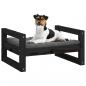 Preview: Hundebett Schwarz 55,5x45,5x28 cm Massivholz Kiefer