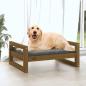 Preview: Hundebett Honigbraun 75,5x55,5x28 cm Massivholz Kiefer