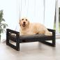 Preview: Hundebett Schwarz 75,5x55,5x28 cm Massivholz Kiefer