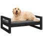 Preview: Hundebett Schwarz 75,5x55,5x28 cm Massivholz Kiefer