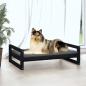 Preview: Hundebett Schwarz 95,5x65,5x28 cm Massivholz Kiefer