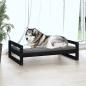 Preview: Hundebett Schwarz 105,5x75,5x28 cm Massivholz Kiefer