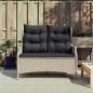 Preview: ARDEBO.de - Gartenbank 2-Sitzer mit Kissen Hellgrau Poly Rattan