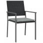 Preview: Gartenstühle mit Kissen 2 Stk. Schwarz 54x62,5x89cm Poly Rattan