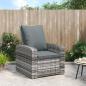 Preview: ARDEBO.de - Gartensessel Verstellbar mit Kissen Grau Poly Rattan