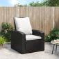 Preview: ARDEBO.de - Gartensessel Verstellbar mit Kissen Schwarz Poly Rattan