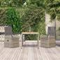 Preview: ARDEBO.de - 3-tlg. Garten-Essgruppe mit Kissen Grau Poly Rattan