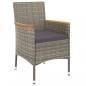 Preview: 5-tlg. Garten-Essgruppe mit Kissen Grau Poly Rattan