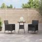 Preview: ARDEBO.de - 3-tlg. Garten-Bistro-Set mit Kissen Schwarz Poly Rattan