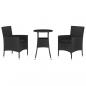 Preview: 3-tlg. Garten-Bistro-Set mit Kissen Schwarz Poly Rattan