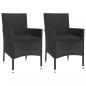 Preview: 3-tlg. Garten-Bistro-Set mit Kissen Schwarz Poly Rattan