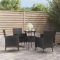 Preview: ARDEBO.de - 5-tlg. Garten-Bistro-Set mit Kissen Schwarz Poly Rattan