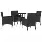 Preview: 5-tlg. Garten-Bistro-Set mit Kissen Schwarz Poly Rattan