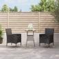 Preview: ARDEBO.de - 3-tlg. Garten-Bistro-Set mit Kissen Schwarz Poly Rattan