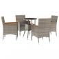 Preview: 5-tlg. Garten-Bistro-Set mit Kissen Grau Poly Rattan