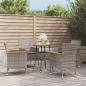 Preview: ARDEBO.de - 5-tlg. Garten-Bistro-Set mit Kissen Grau Poly Rattan