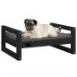 Preview: Hundebett Schwarz 65,5x50,5x28 cm Massivholz Kiefer