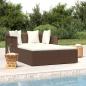 Preview: ARDEBO.de - Sonnenliege mit Kissen Braun 182x118x63 cm Poly Rattan