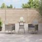 Preview: ARDEBO.de - 3-tlg. Garten-Bistro-Set mit Kissen Grau Poly Rattan