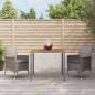 Preview: ARDEBO.de - 3-tlg. Garten-Essgruppe mit Kissen Grau Poly Rattan