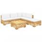 Preview: 6-tlg. Garten-Lounge-Set mit Kissen Massivholz Teak