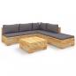 Preview: 6-tlg. Garten-Lounge-Set mit Kissen Massivholz Teak