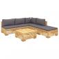 Preview: 6-tlg. Garten-Lounge-Set mit Kissen Massivholz Teak