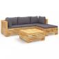 Preview: 5-tlg. Garten-Lounge-Set mit Kissen Massivholz Teak