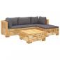 Preview: 5-tlg. Garten-Lounge-Set mit Kissen Massivholz Teak