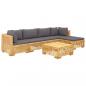 Preview: 6-tlg. Garten-Lounge-Set mit Kissen Massivholz Teak